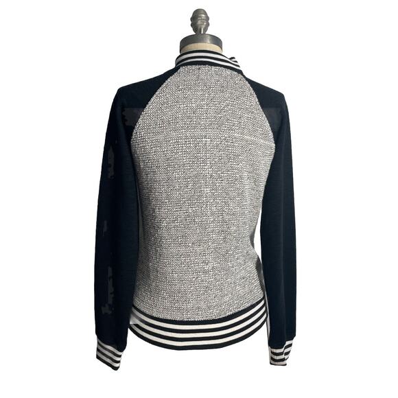 OLIVE + OAK Varsity Jacket Women Size S Fitted Snap Closure Black White Baseball - Picture 2 of 9